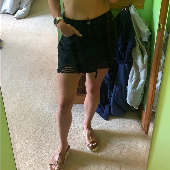 Black Denim Mini Skirt - Picture 4 of 5